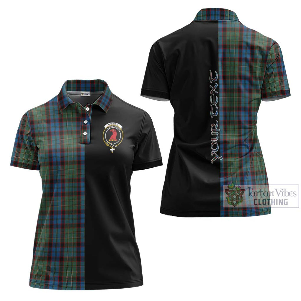 MacNicol Hunting Tartan Women's Polo Shirt with Family Crest and Half Of Me Style Women - Tartanvibesclothing Shop