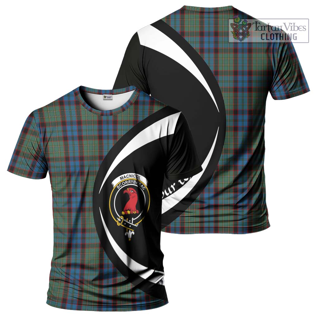 Tartan Vibes Clothing MacNicol Hunting Tartan T-Shirt with Family Crest Circle Style