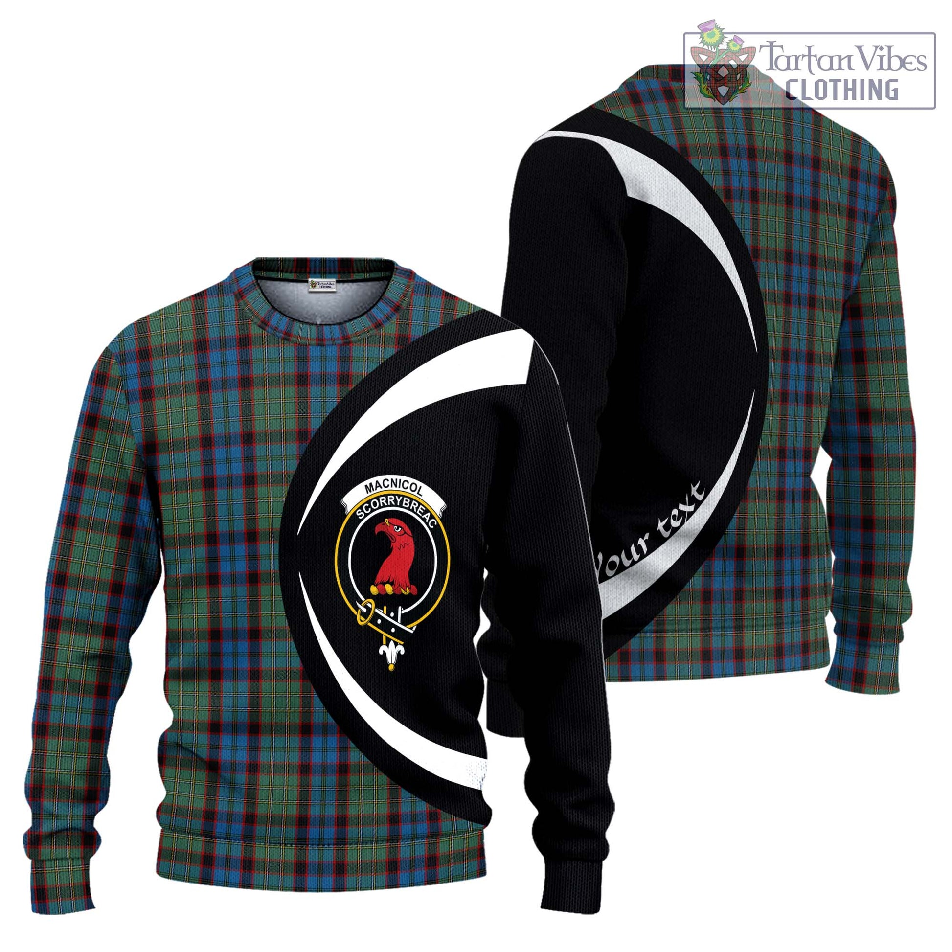 MacNicol Hunting Tartan Knitted Sweater with Family Crest Circle Style Unisex - Tartan Vibes Clothing