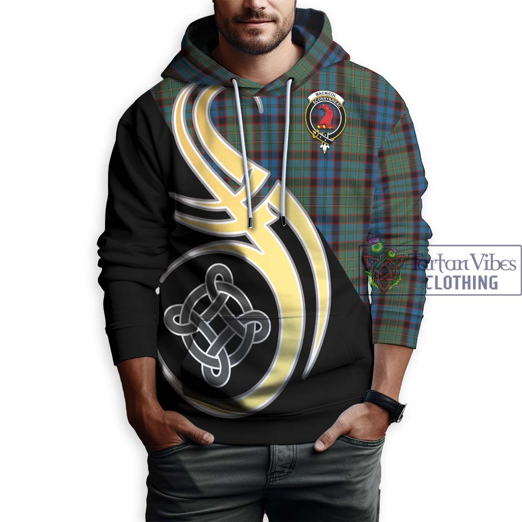 MacNicol Hunting Tartan Hoodie with Family Crest and Celtic Symbol Style Zip Hoodie - Tartan Vibes Clothing