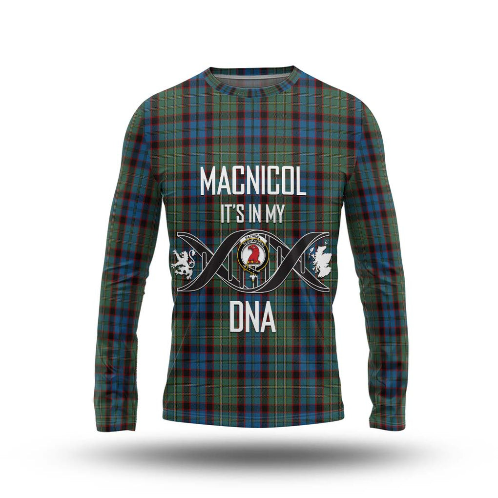 MacNicol Hunting Tartan Long Sleeve T-Shirt with Family Crest DNA In Me Style Unisex - Tartanvibesclothing Shop