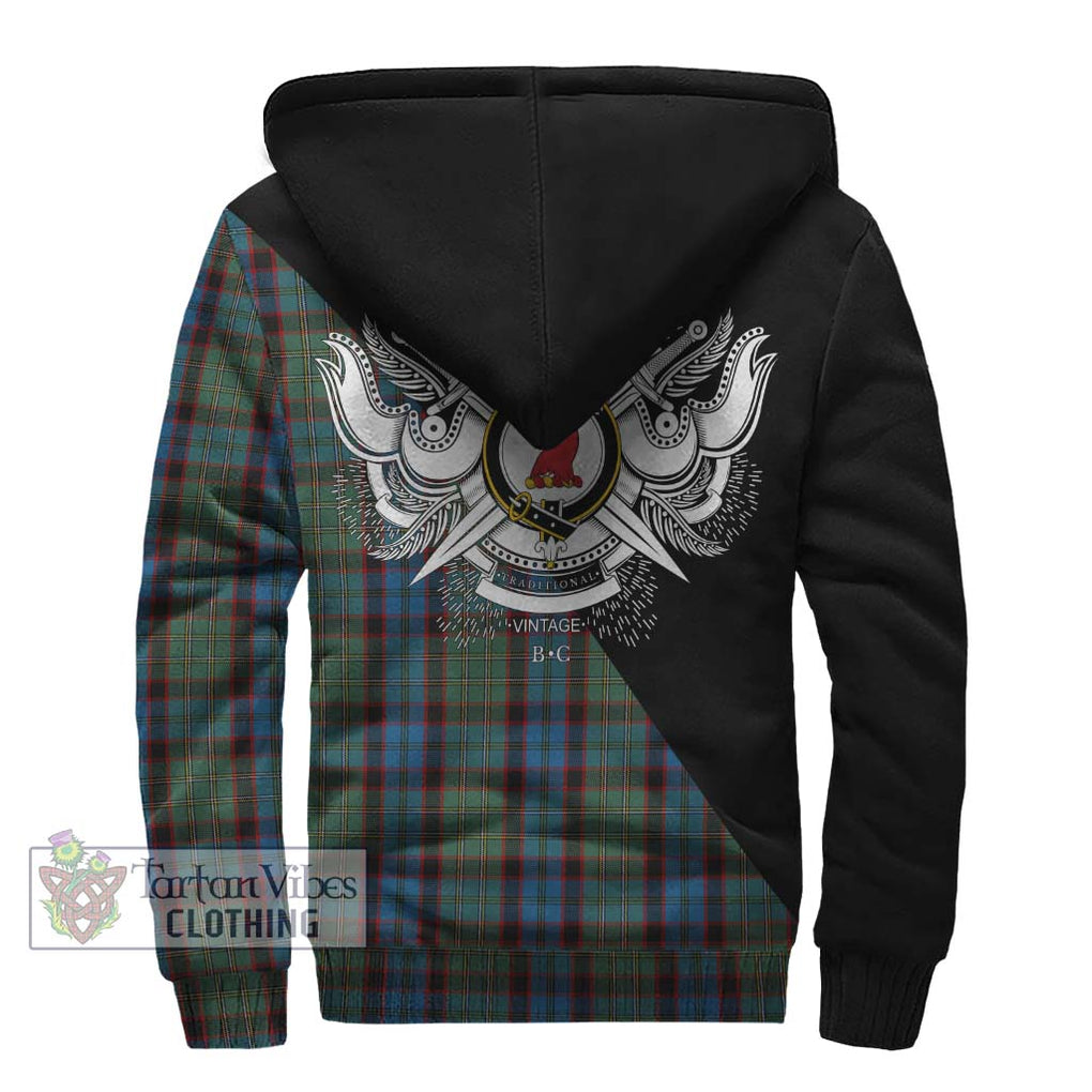 MacNicol Hunting Tartan Sherpa Hoodie with Family Crest and Military Logo Style - Tartanvibesclothing Shop