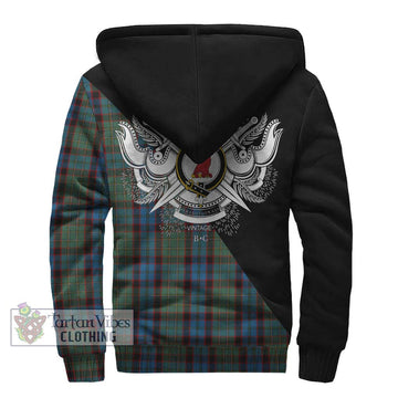 MacNicol Hunting Tartan Sherpa Hoodie with Family Crest and Military Logo Style