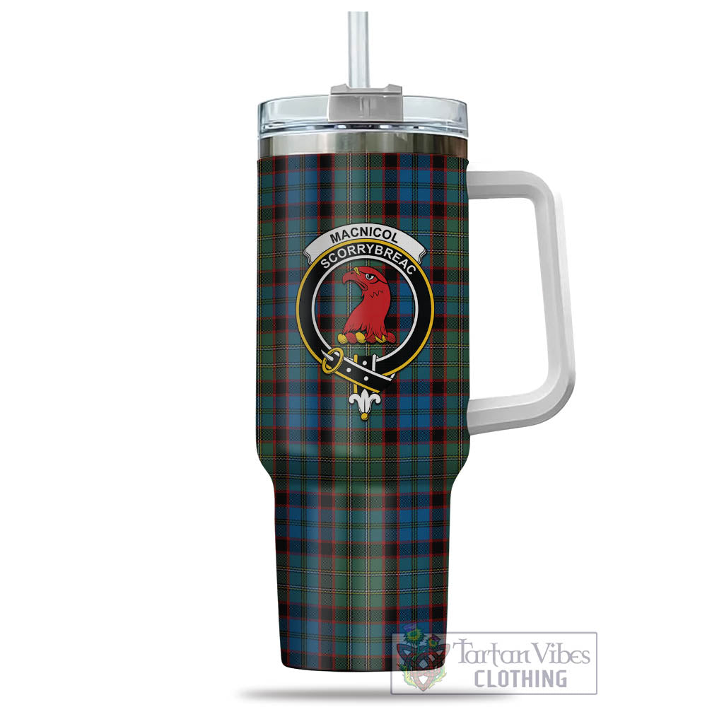 Tartan Vibes Clothing MacNicol Hunting Tartan and Family Crest Tumbler with Handle