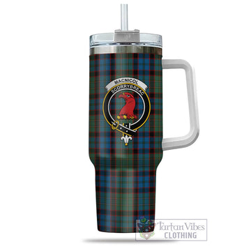 MacNicol Hunting Tartan and Family Crest Tumbler with Handle