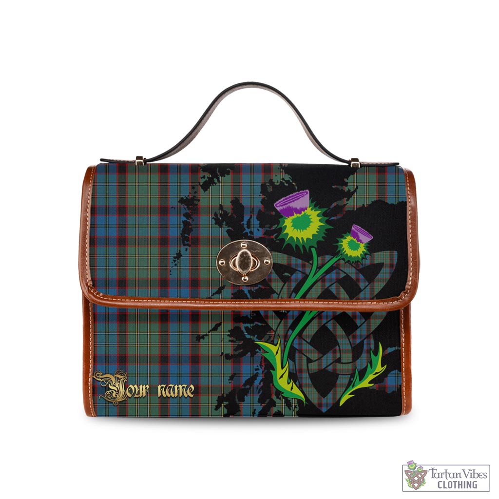 Tartan Vibes Clothing MacNicol Hunting Tartan Waterproof Canvas Bag with Scotland Map and Thistle Celtic Accents