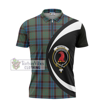 MacNicol Hunting Tartan Zipper Polo Shirt with Family Crest Circle Style