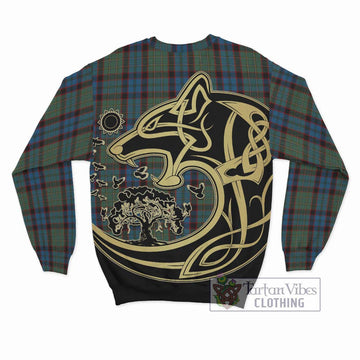 MacNicol Hunting Tartan Sweatshirt with Family Crest Celtic Wolf Style