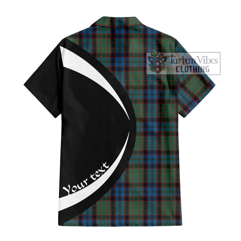 MacNicol Hunting Tartan Short Sleeve Button Up with Family Crest Circle Style - Tartan Vibes Clothing