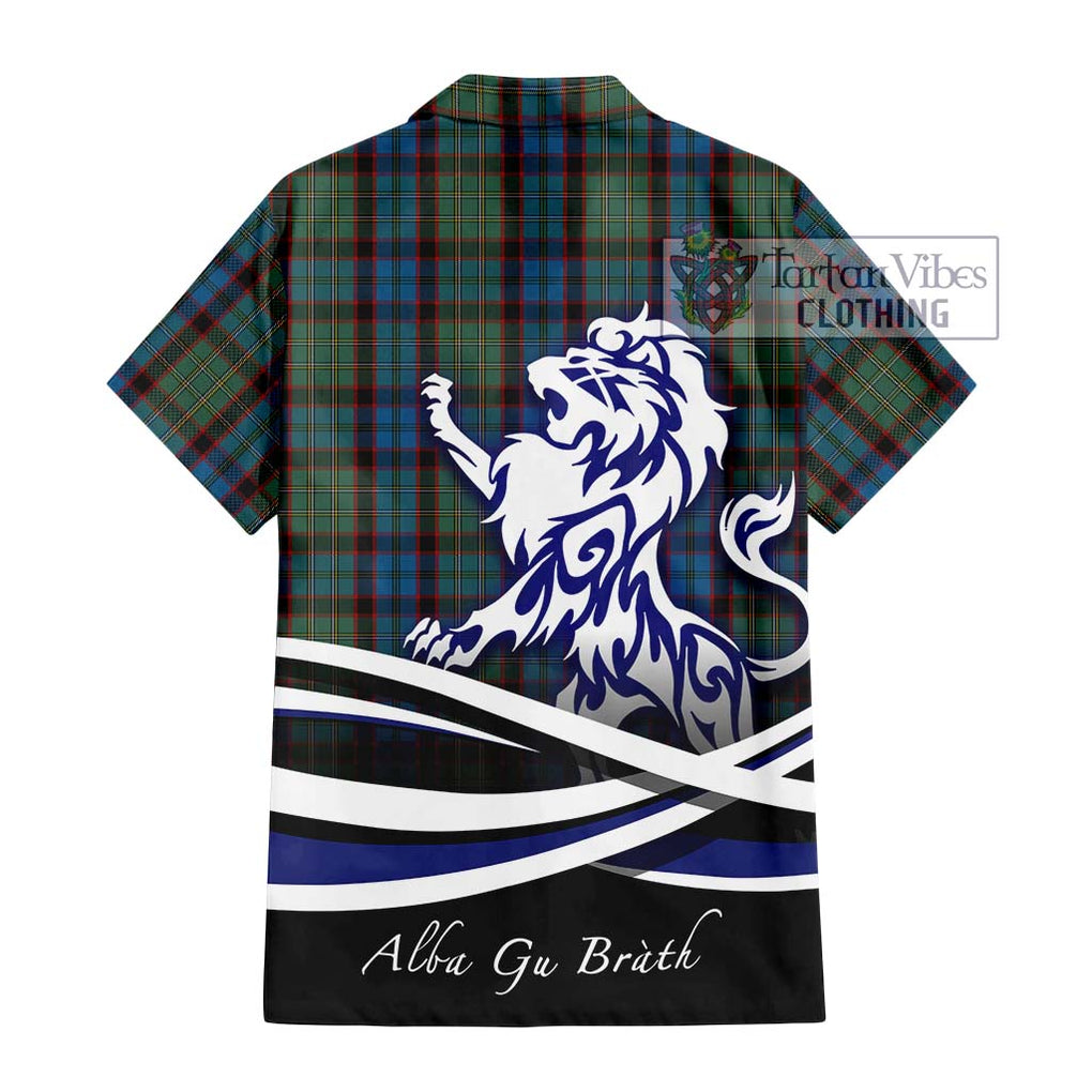 MacNicol Hunting Tartan Short Sleeve Button Shirt with Alba Gu Brath Regal Lion Emblem - Tartanvibesclothing Shop