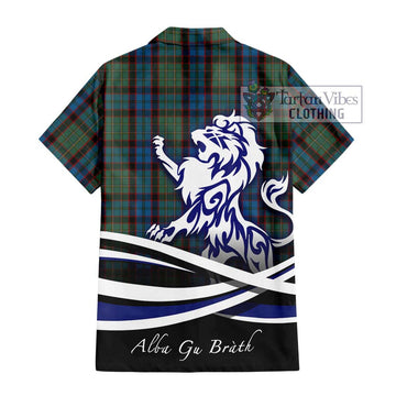 MacNicol Hunting Tartan Short Sleeve Button Shirt with Alba Gu Brath Regal Lion Emblem