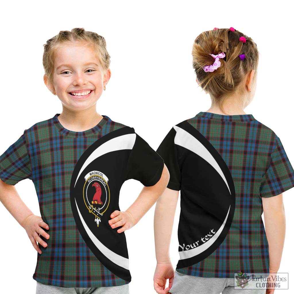 MacNicol Hunting Tartan Kid T-Shirt with Family Crest Circle Style - Tartan Vibes Clothing