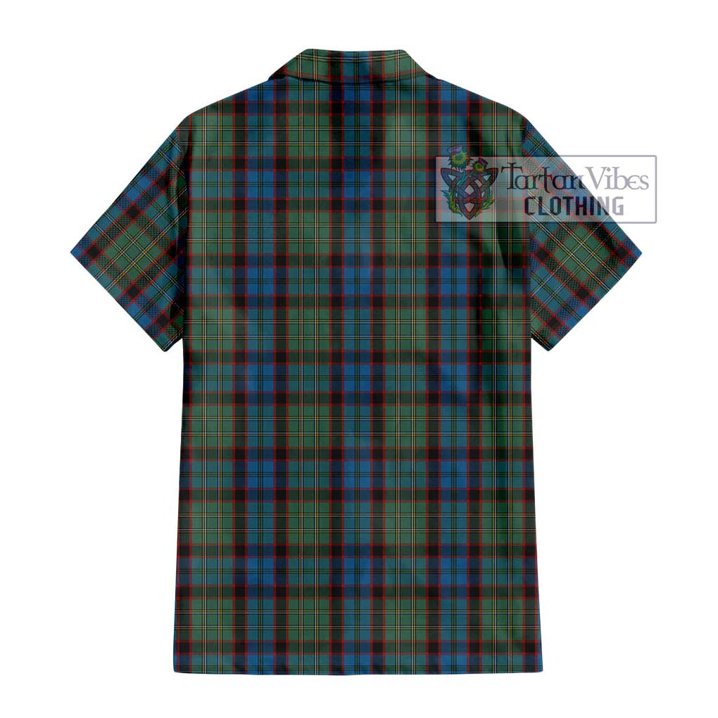 MacNicol Hunting Tartan Short Sleeve Button Shirt with Family Crest DNA In Me Style - Tartanvibesclothing Shop