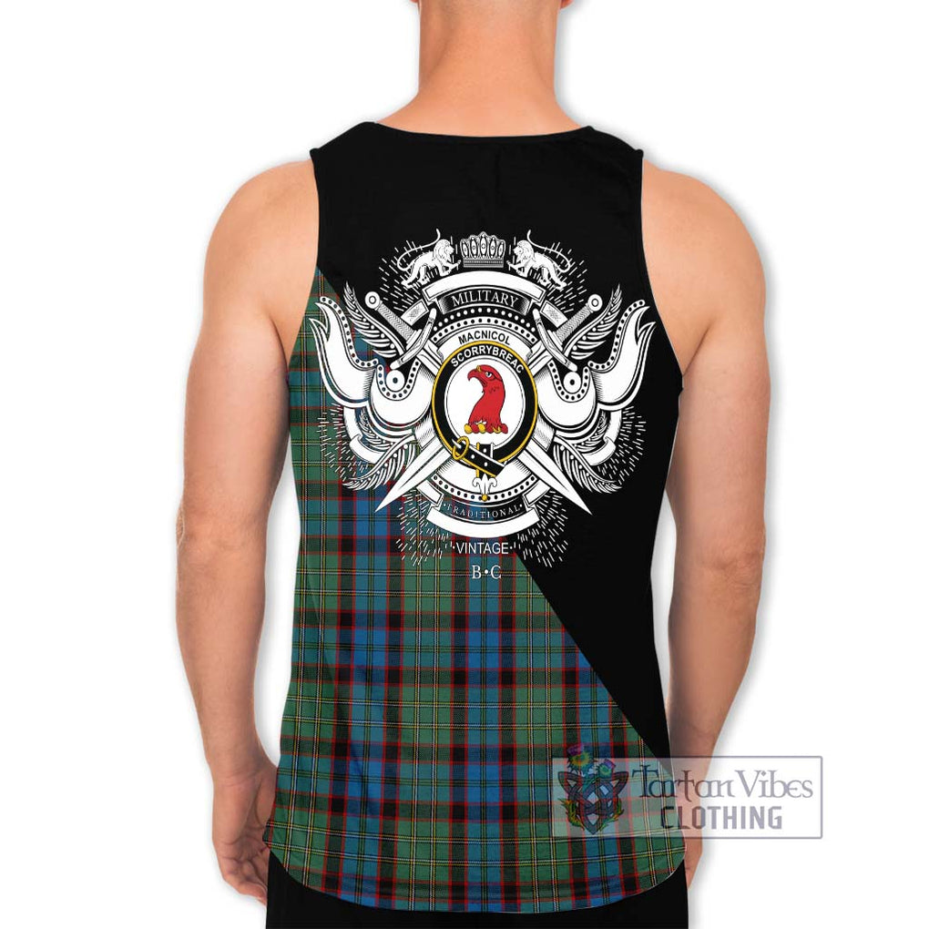 MacNicol Hunting Tartan Men's Tank Top with Family Crest and Military Logo Style - Tartanvibesclothing Shop