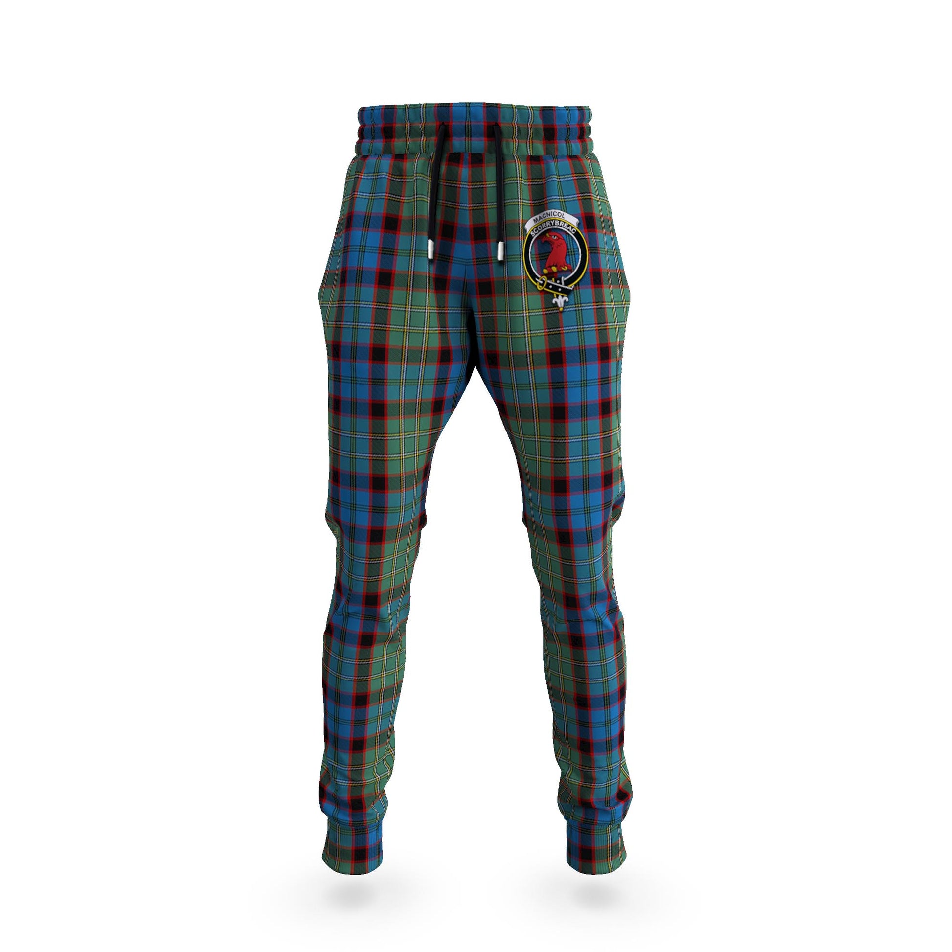 MacNicol Hunting Tartan Joggers Pants with Family Crest 5XL - Tartan Vibes Clothing