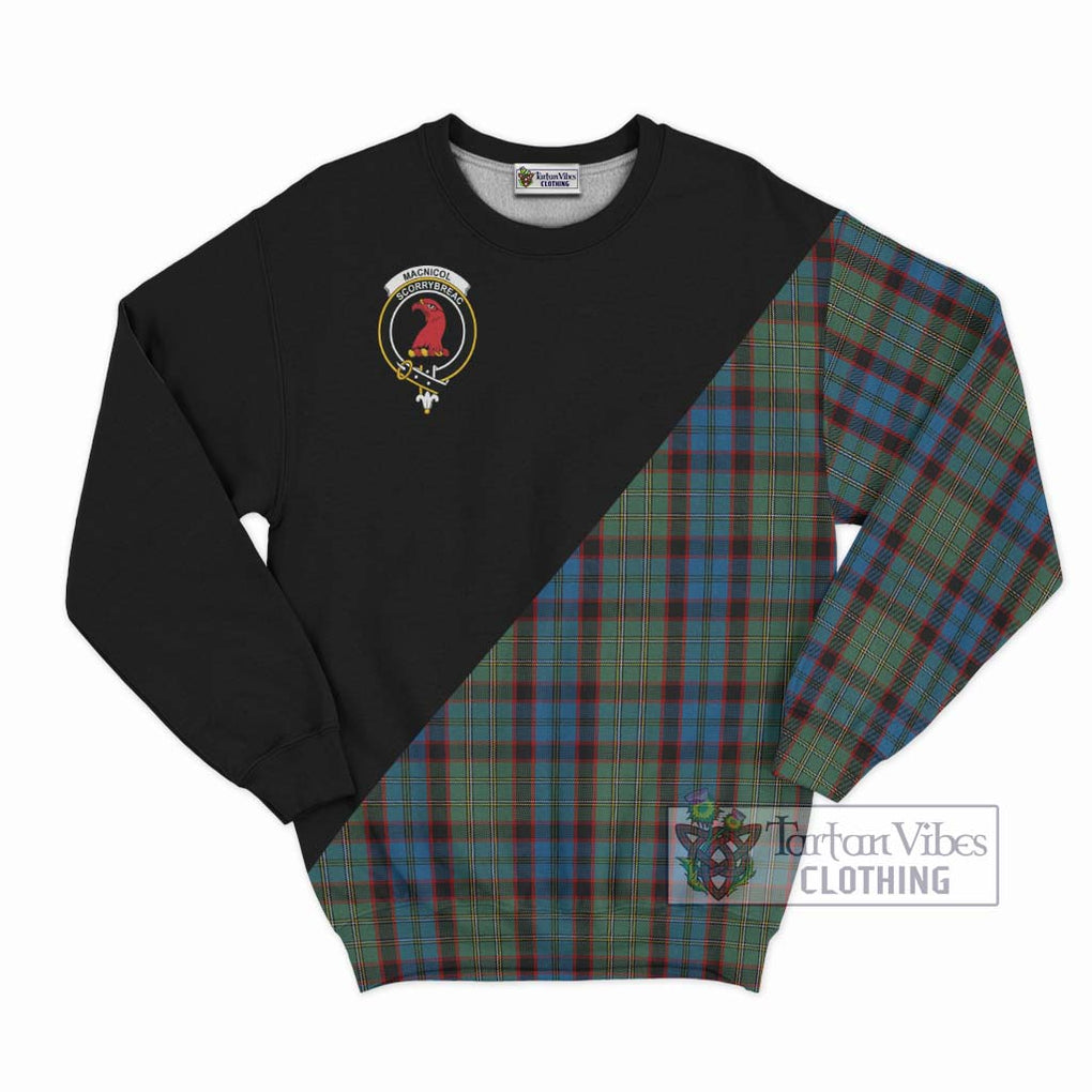 MacNicol Hunting Tartan Sweatshirt with Family Crest and Military Logo Style - Tartanvibesclothing Shop