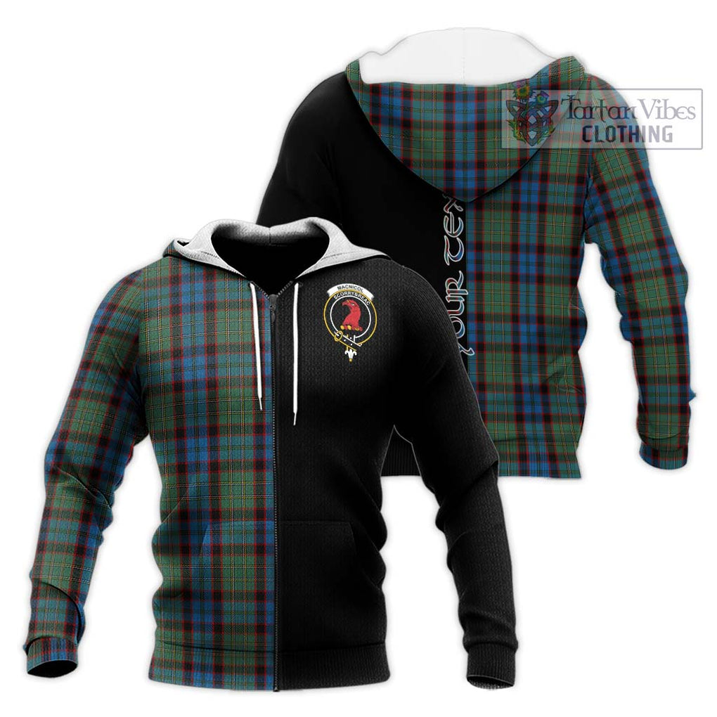 MacNicol Hunting Tartan Knitted Hoodie with Family Crest and Half Of Me Style Unisex Knitted Zip Hoodie - Tartanvibesclothing Shop