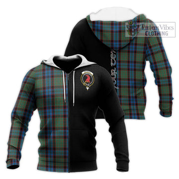 MacNicol Hunting Tartan Knitted Hoodie with Family Crest and Half Of Me Style