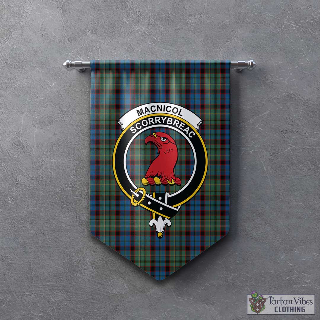 Tartan Vibes Clothing MacNicol Hunting Tartan Gonfalon, Tartan Banner with Family Crest