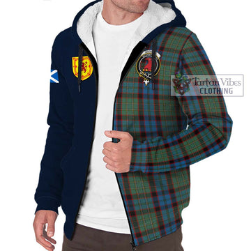 MacNicol Hunting Tartan Sherpa Hoodie Alba with Scottish Lion Royal Arm Half Style