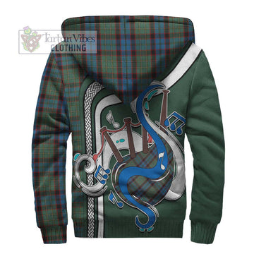 MacNicol Hunting Tartan Sherpa Hoodie with Epic Bagpipe Style