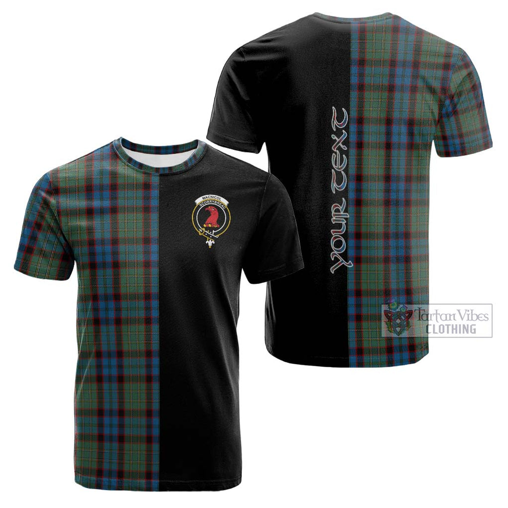 Tartan Vibes Clothing MacNicol Hunting Tartan Cotton T-shirt with Family Crest and Half Of Me Style