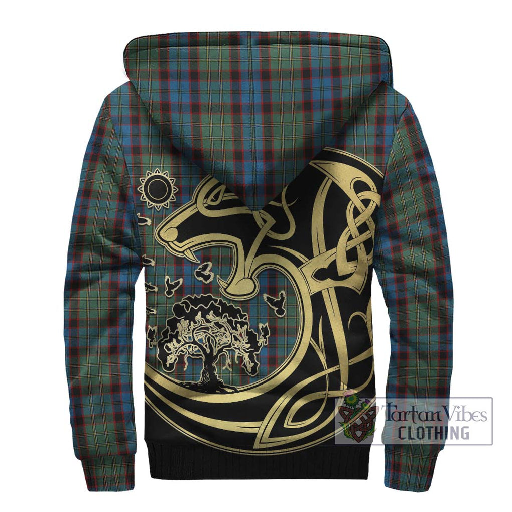 MacNicol Hunting Tartan Sherpa Hoodie with Family Crest Celtic Wolf Style - Tartan Vibes Clothing