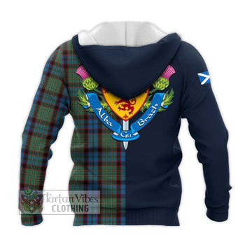 MacNicol Hunting Tartan Knitted Hoodie Alba with Scottish Lion Royal Arm Half Style