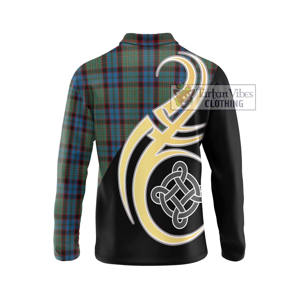 MacNicol Hunting Tartan Long Sleeve Polo Shirt with Family Crest and Celtic Symbol Style - Tartan Vibes Clothing