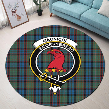 MacNicol Hunting Tartan Round Rug with Family Crest