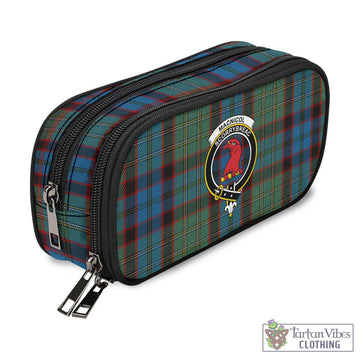 MacNicol Hunting Tartan Pen and Pencil Case with Family Crest