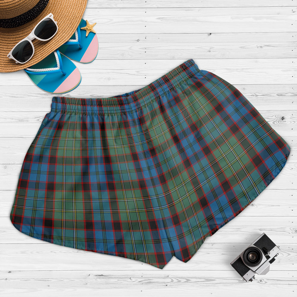 macnicol-hunting-tartan-womens-shorts-with-family-crest