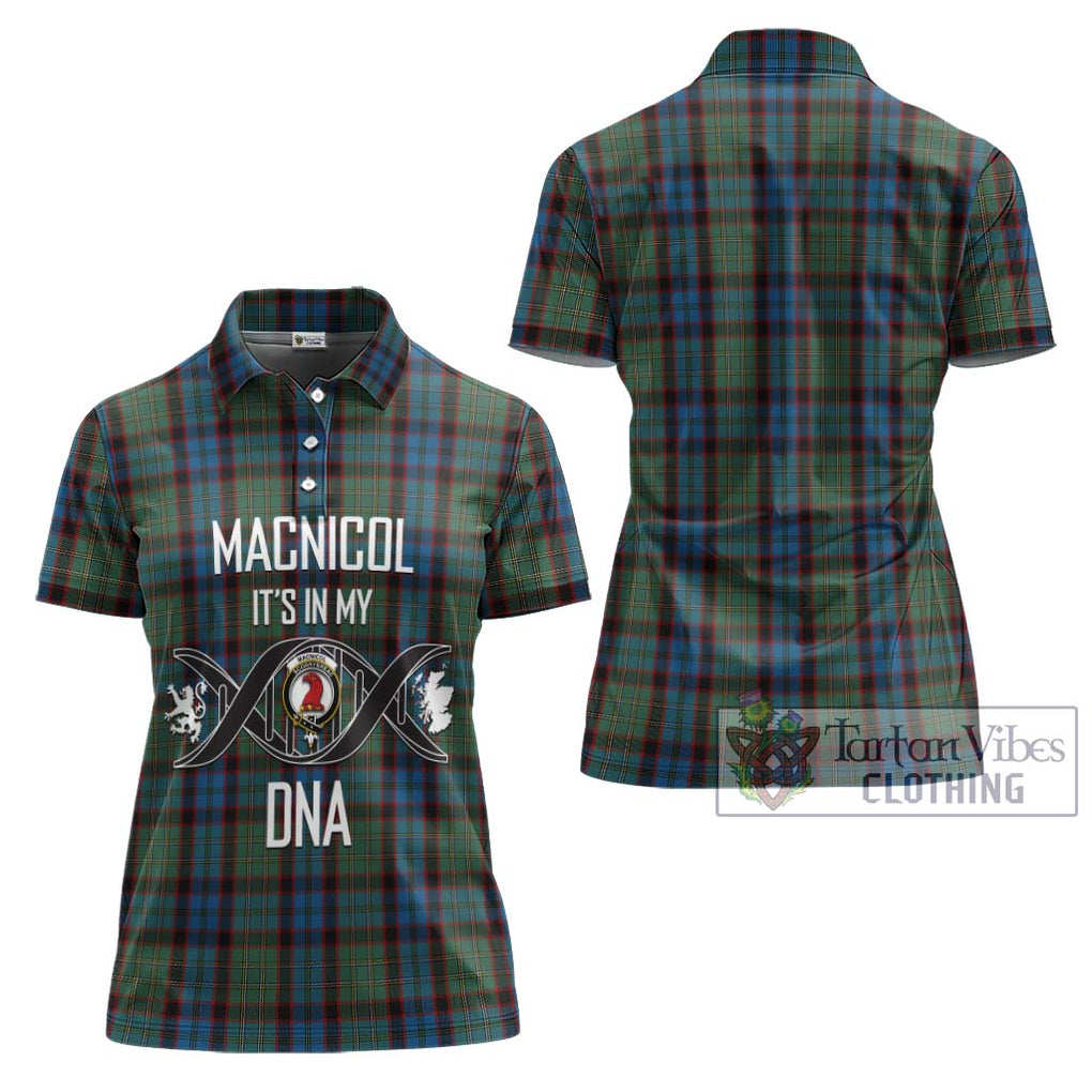 MacNicol Hunting Tartan Women's Polo Shirt with Family Crest DNA In Me Style - Tartanvibesclothing Shop