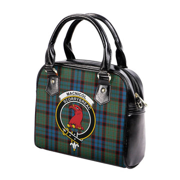 MacNicol Hunting Tartan Shoulder Handbags with Family Crest