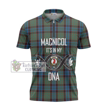 MacNicol Hunting Tartan Zipper Polo Shirt with Family Crest DNA In Me Style