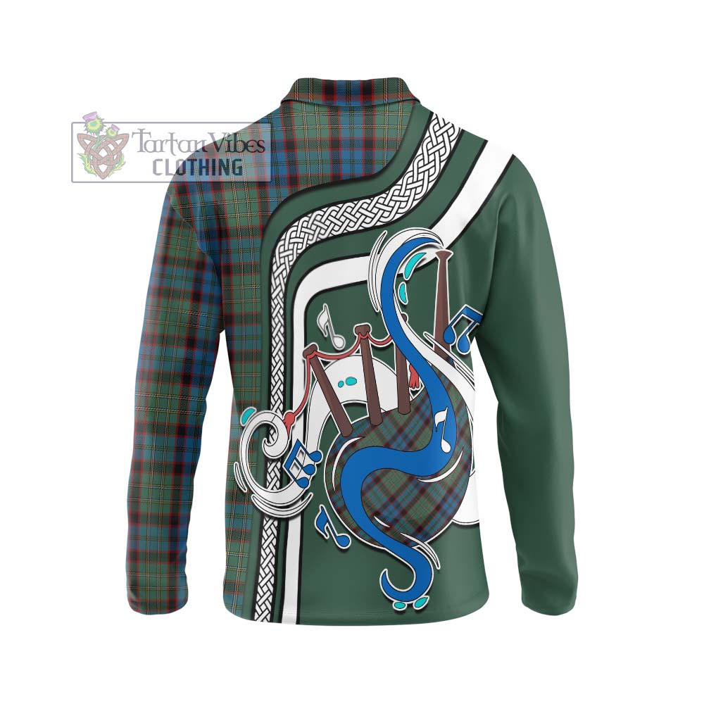 Tartan Vibes Clothing MacNicol Hunting Tartan Long Sleeve Polo Shirt with Epic Bagpipe Style