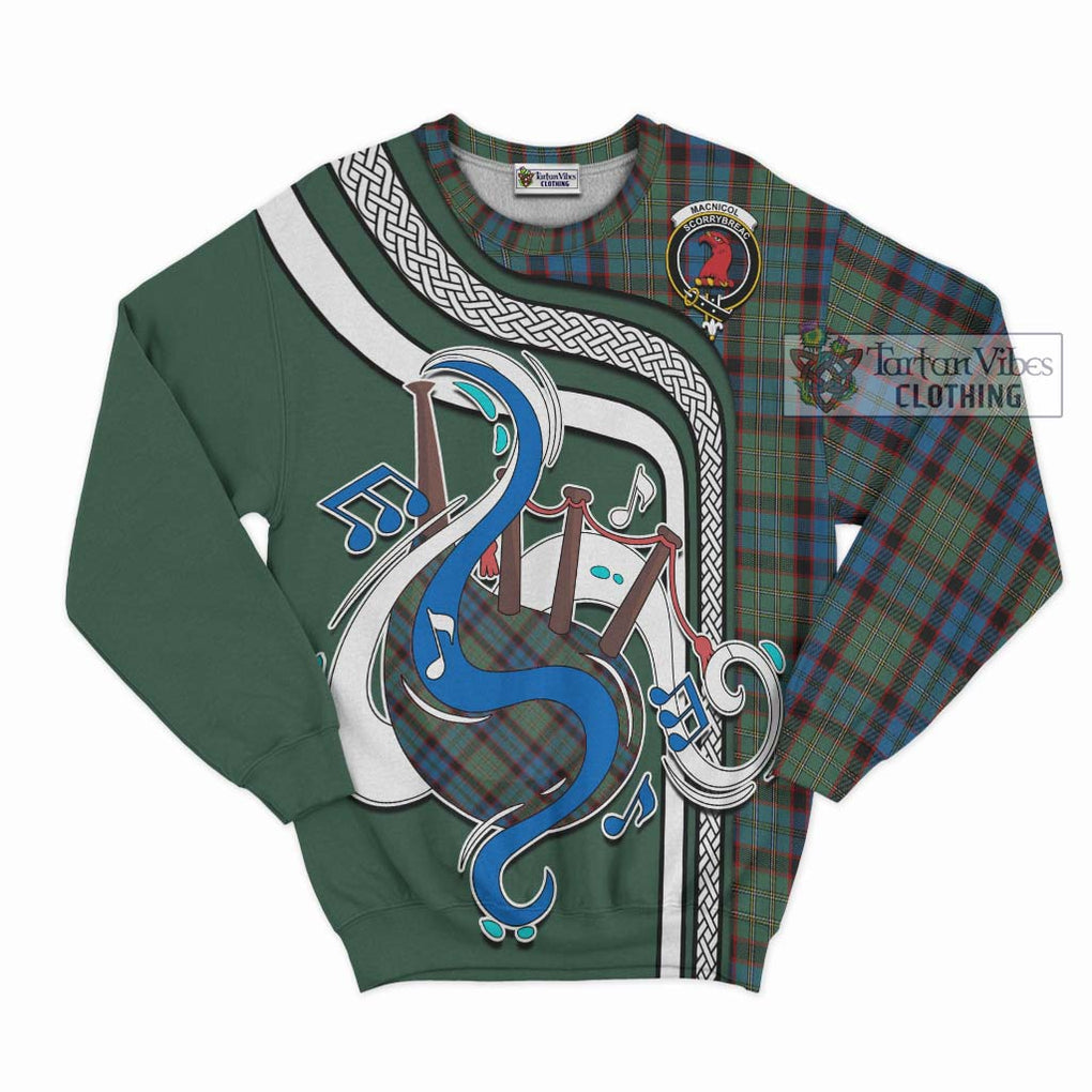 Tartan Vibes Clothing MacNicol Hunting Tartan Sweatshirt with Epic Bagpipe Style