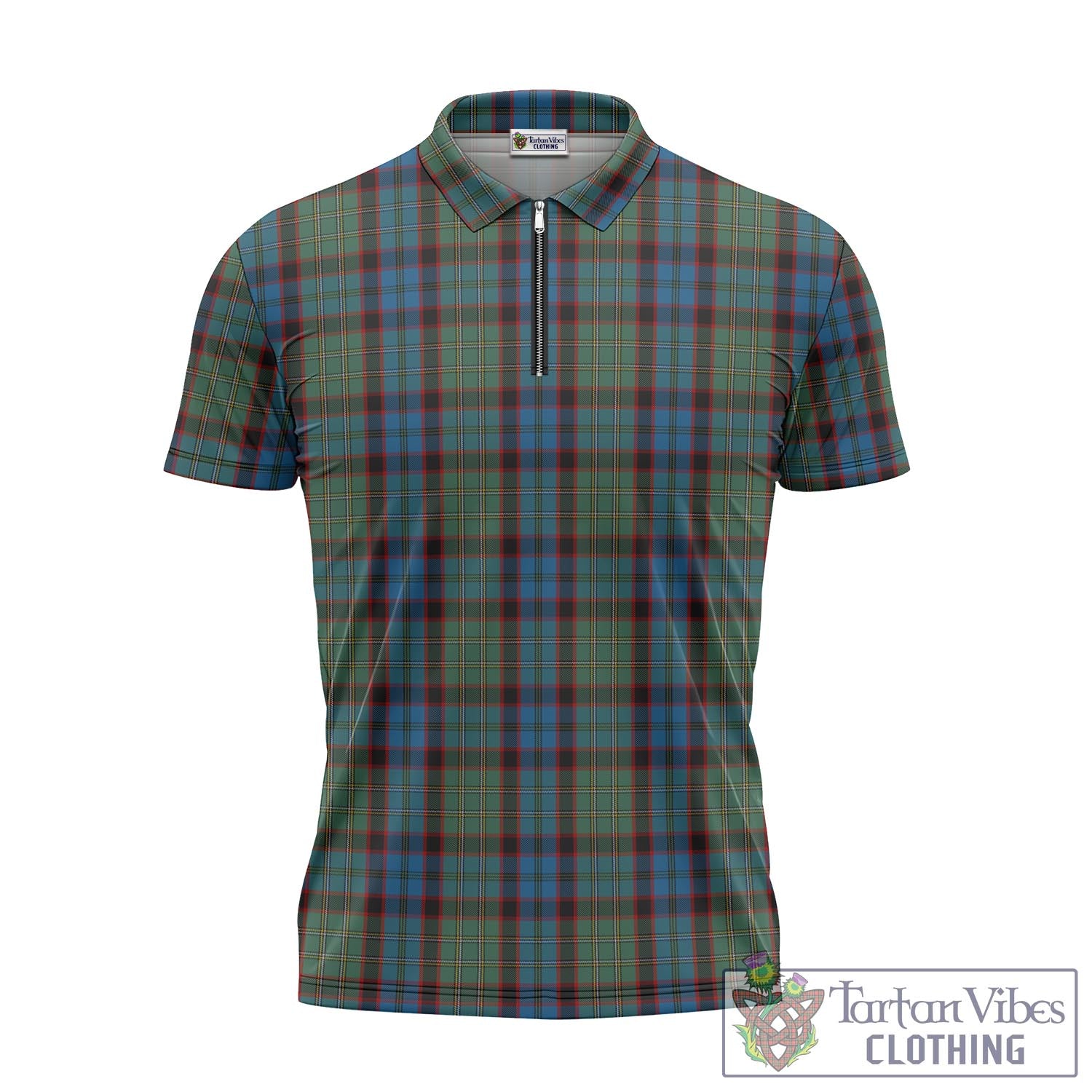 Tartan Vibes Clothing MacNicol Hunting Tartan Zipper Polo Shirt