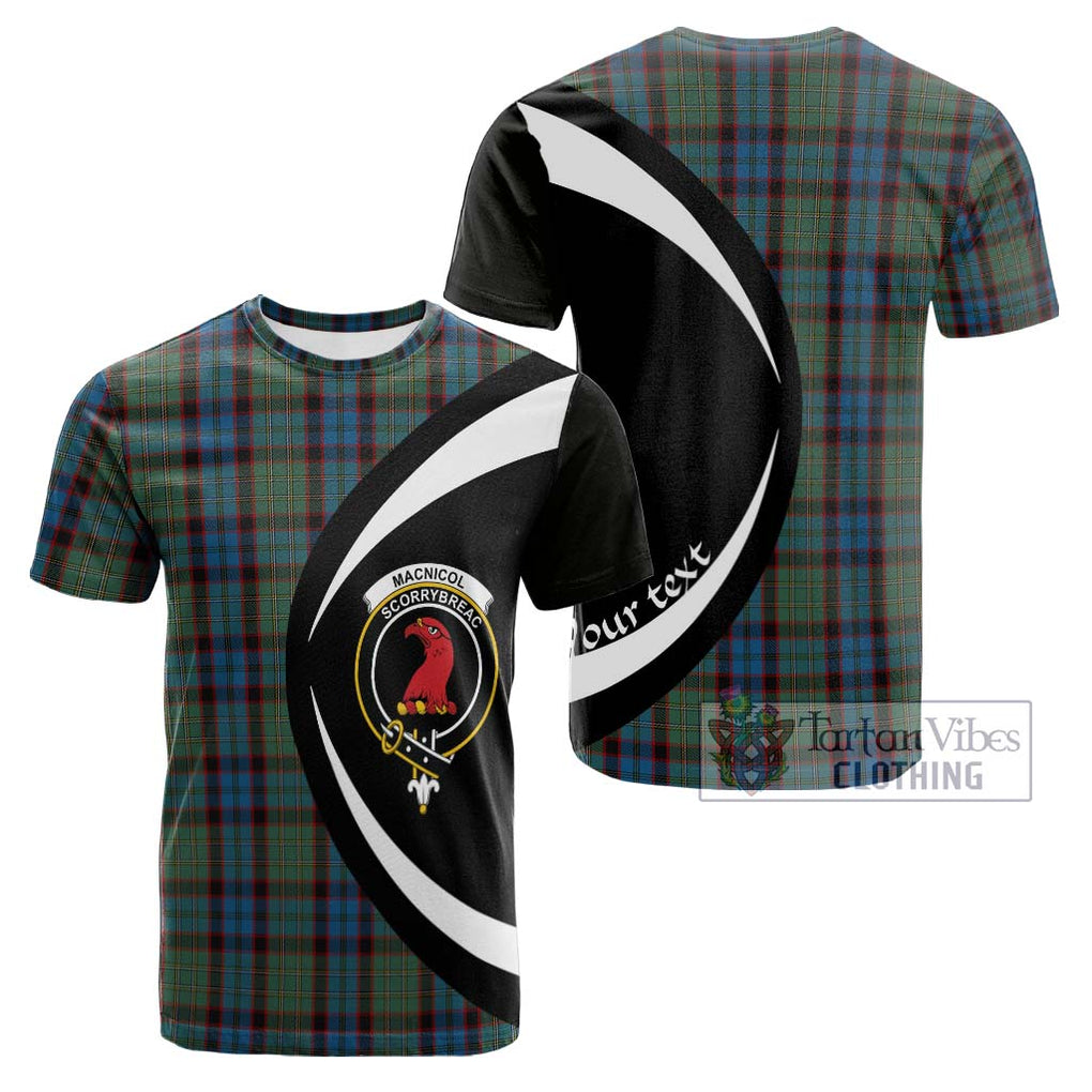 Tartan Vibes Clothing MacNicol Hunting Tartan Cotton T-shirt with Family Crest Circle Style