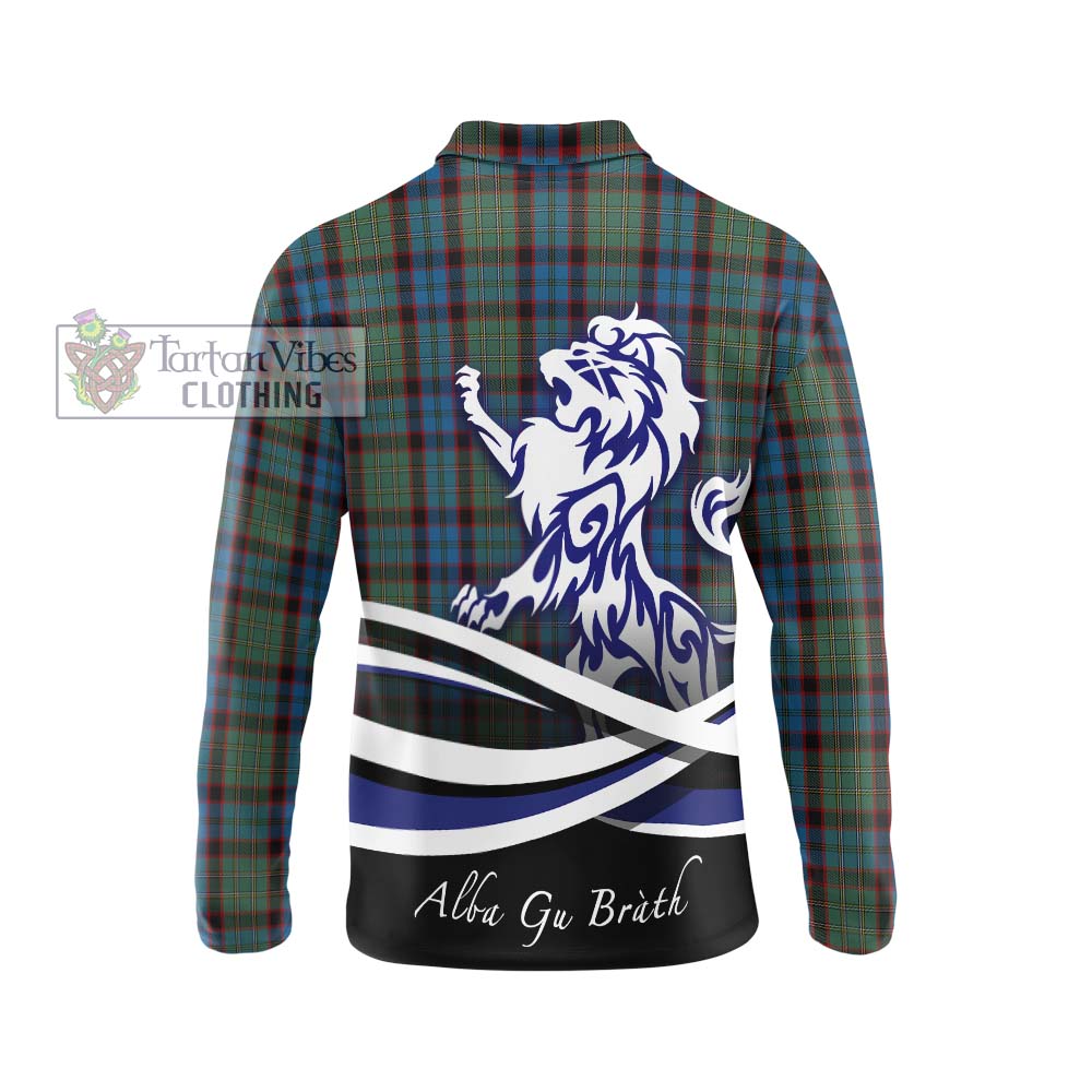 MacNicol Hunting Tartan Long Sleeve Polo Shirt with Alba Gu Brath Regal Lion Emblem - Tartanvibesclothing Shop