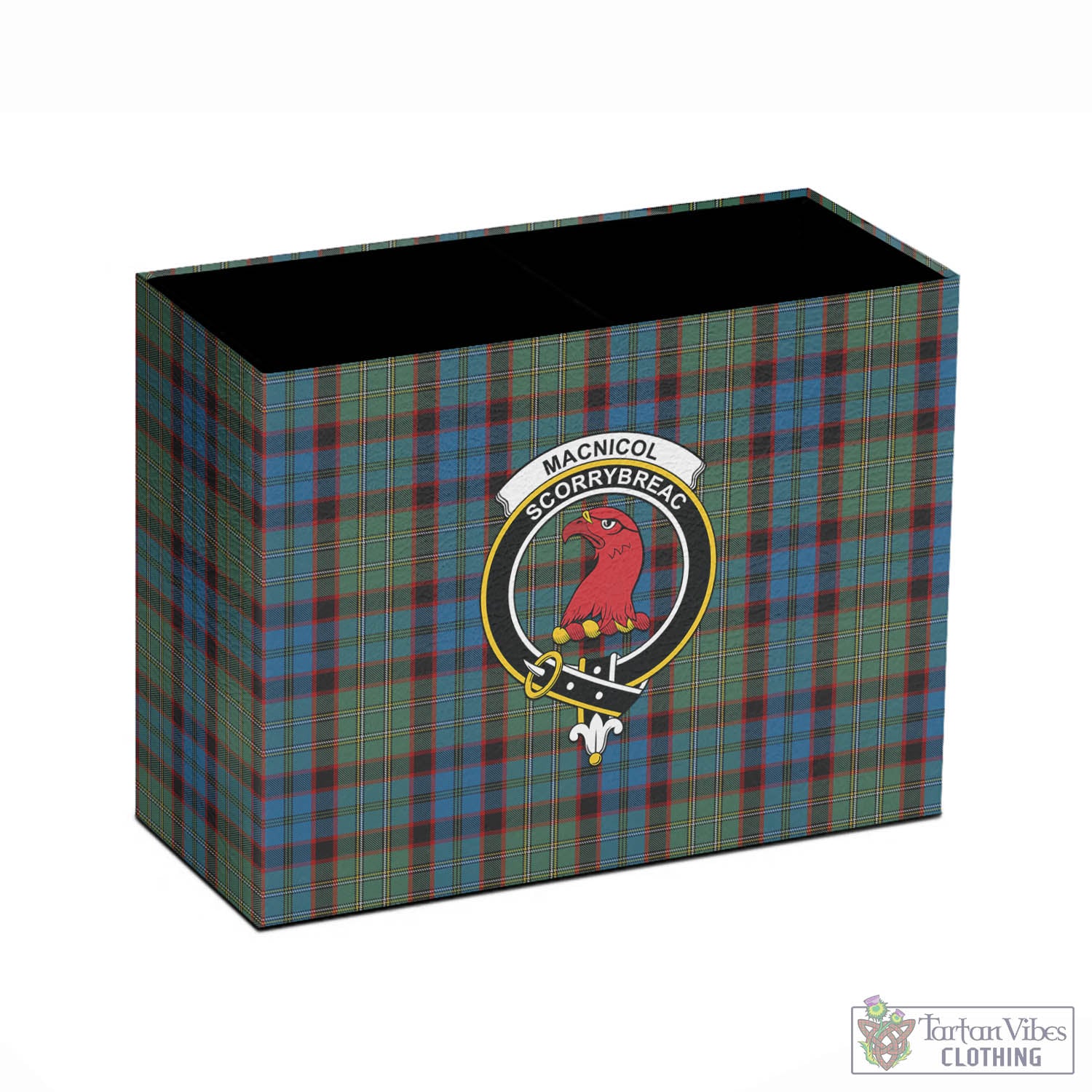 Tartan Vibes Clothing MacNicol Hunting Tartan Pen Holder with Family Crest