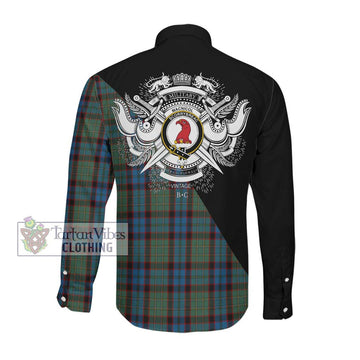 MacNicol Hunting Tartan Long Sleeve Button Shirt with Family Crest and Military Logo Style