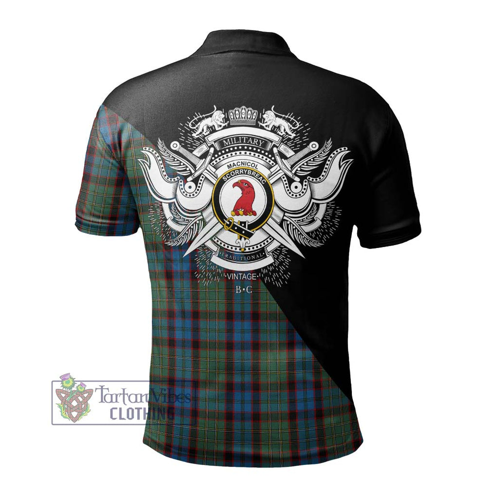 MacNicol Hunting Tartan Polo Shirt with Family Crest and Military Logo Style - Tartanvibesclothing Shop