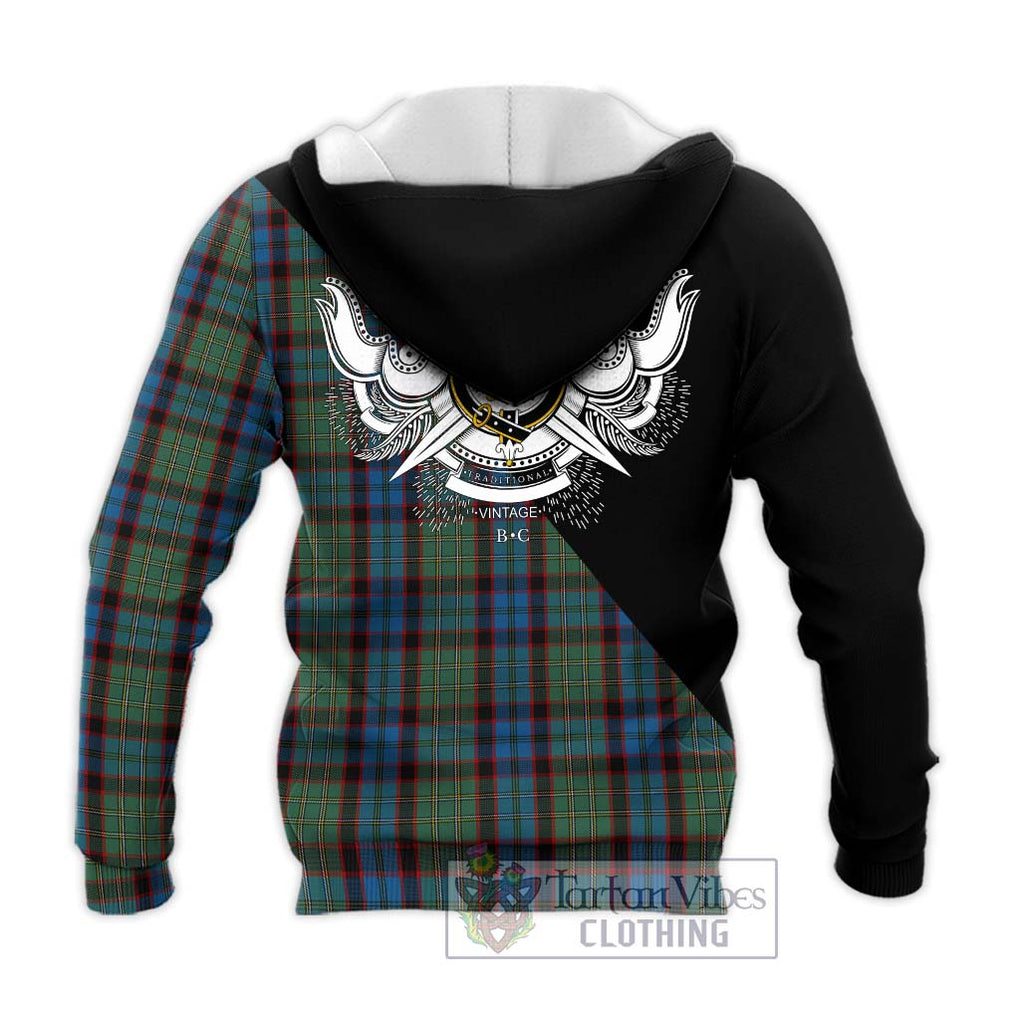 MacNicol Hunting Tartan Knitted Hoodie with Family Crest and Military Logo Style - Tartanvibesclothing Shop