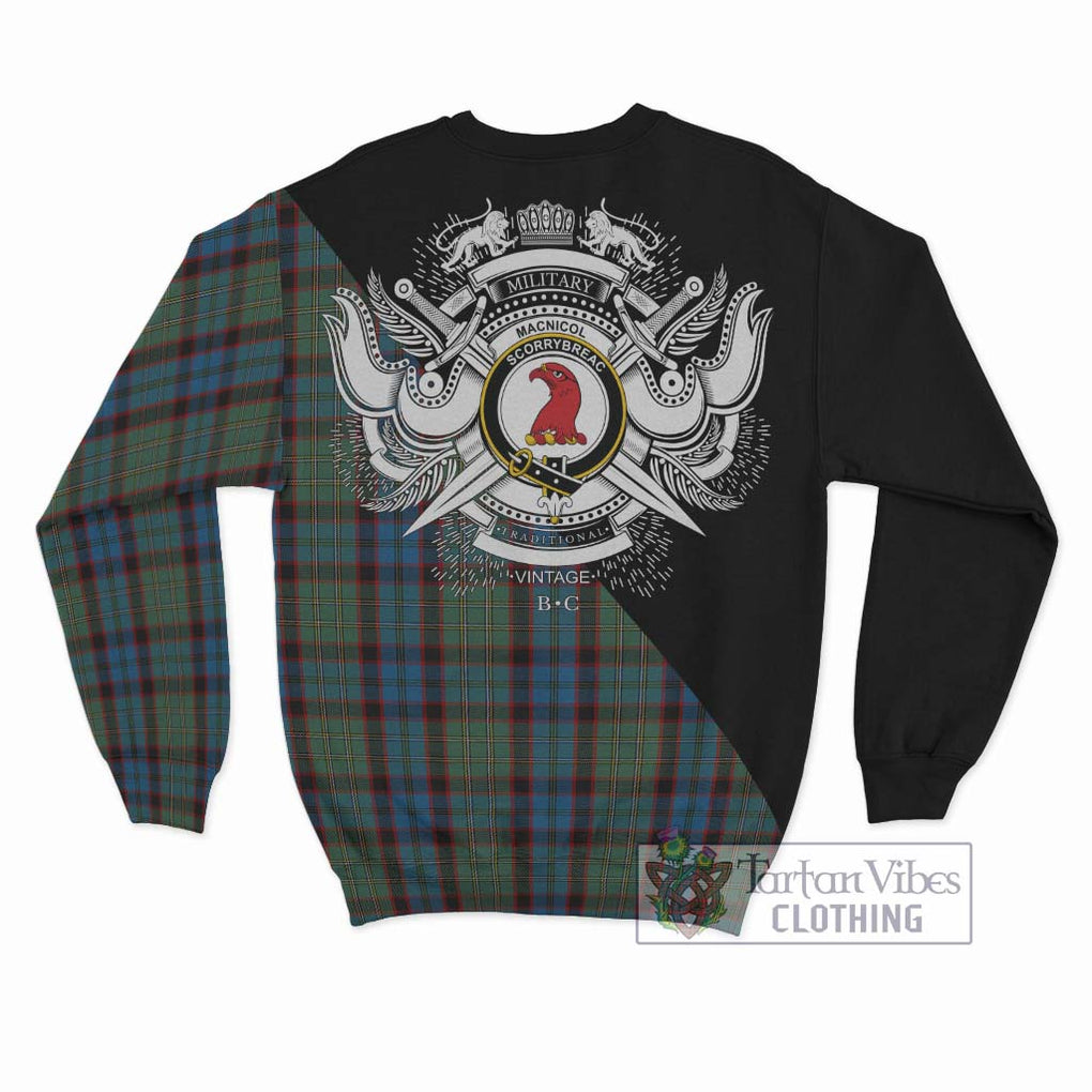 MacNicol Hunting Tartan Sweatshirt with Family Crest and Military Logo Style - Tartanvibesclothing Shop