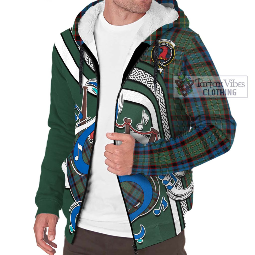 MacNicol Hunting Tartan Sherpa Hoodie with Epic Bagpipe Style Unisex - Tartanvibesclothing Shop