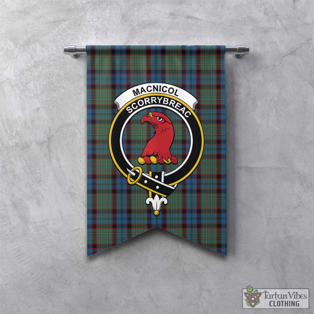 Tartan Vibes Clothing MacNicol Hunting Tartan Gonfalon, Tartan Banner with Family Crest