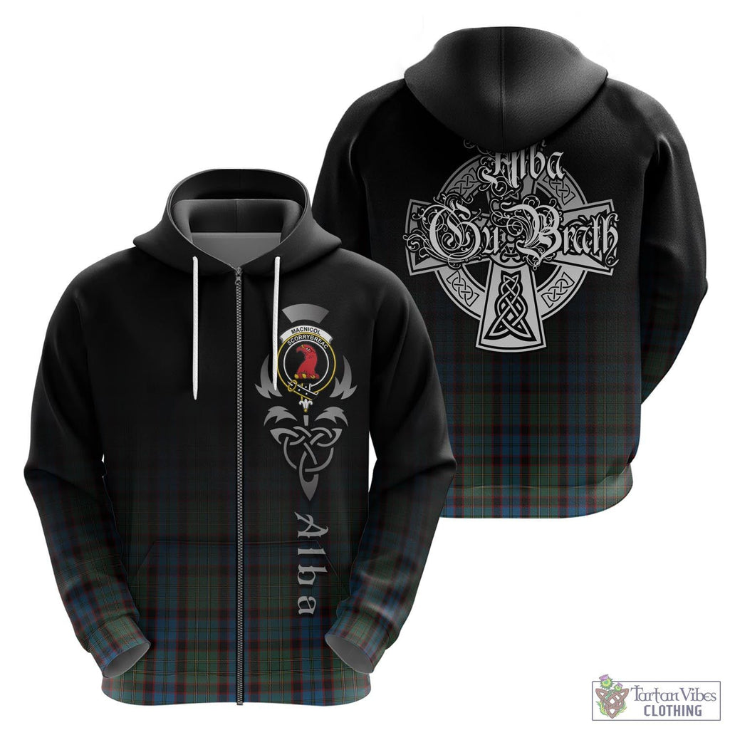 Tartan Vibes Clothing MacNicol Hunting Tartan Hoodie Featuring Alba Gu Brath Family Crest Celtic Inspired