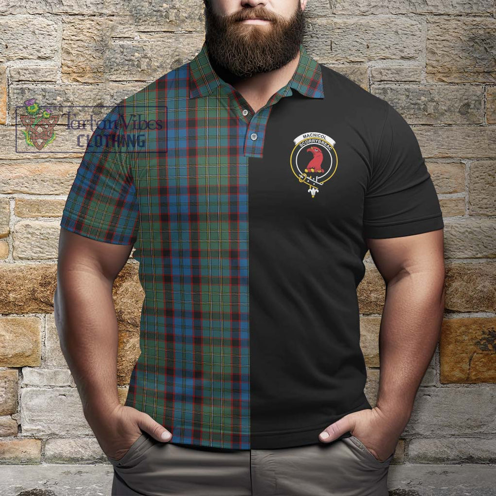 MacNicol Hunting Tartan Polo Shirt with Family Crest and Half Of Me Style - Tartanvibesclothing Shop