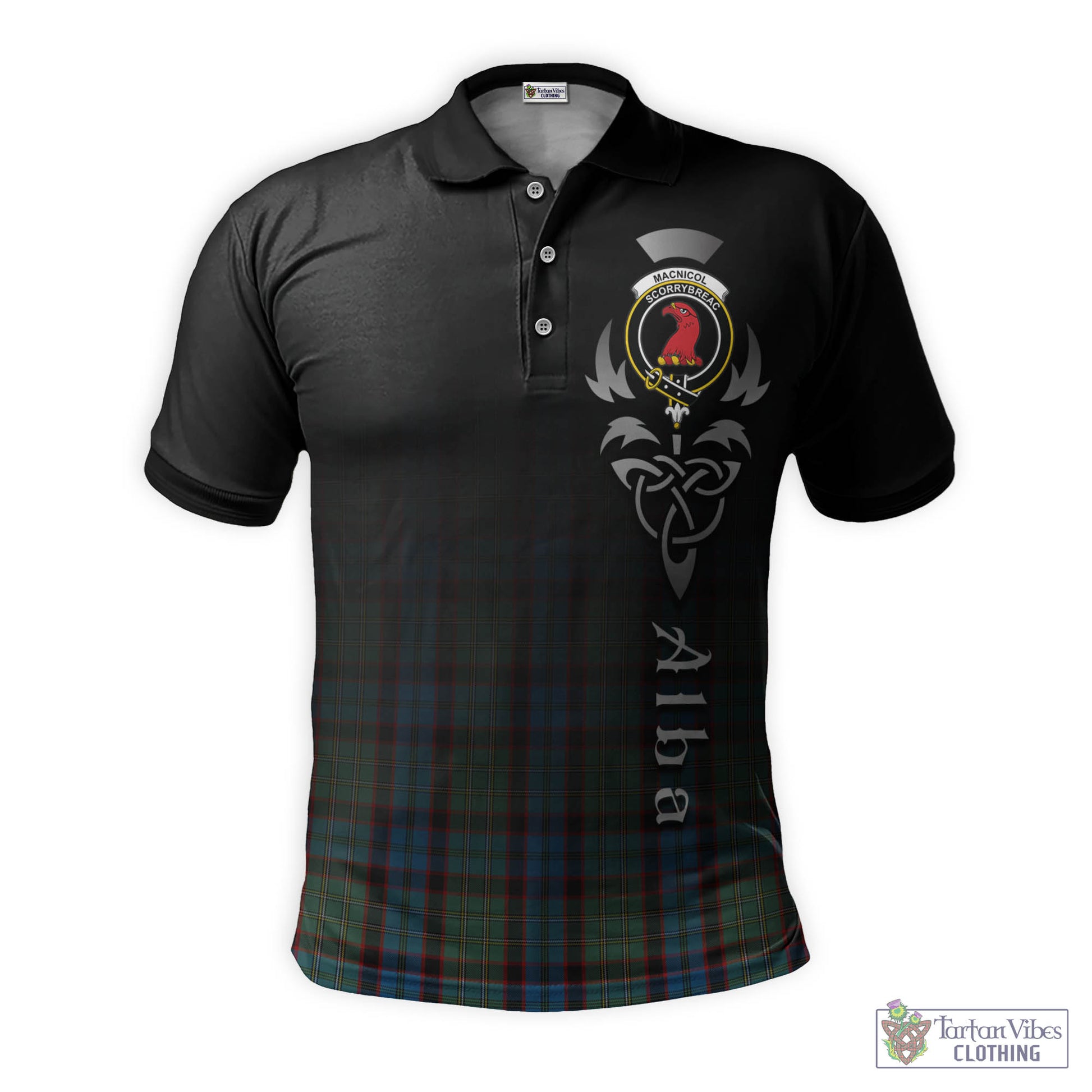 Tartan Vibes Clothing MacNicol Hunting Tartan Polo Shirt Featuring Alba Gu Brath Family Crest Celtic Inspired